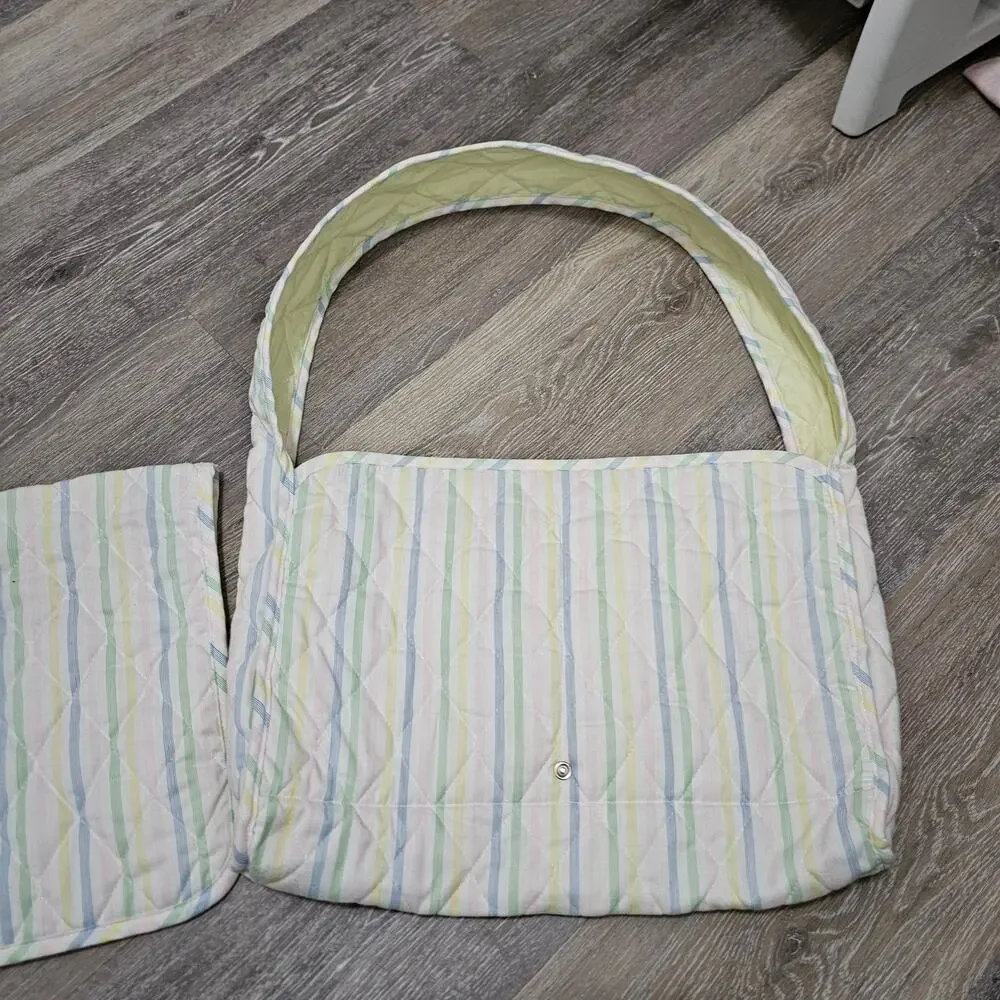 Vintage Mullins Square Kids Diaper Bag Quilted Carousal Bears 90s Baby Pastel